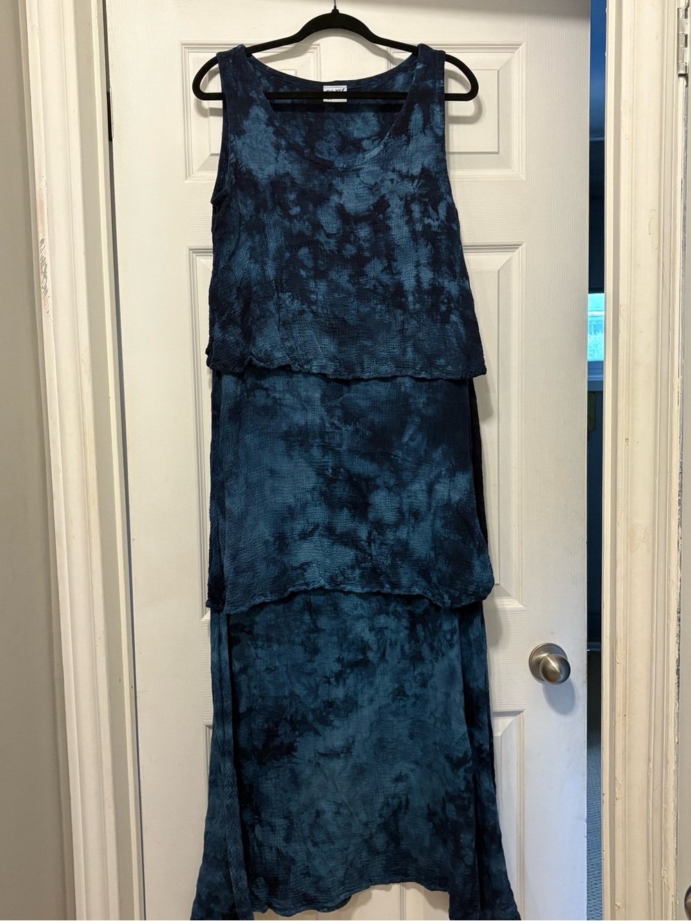 Layered Tie-Dye Maxi Dress in Blue